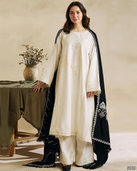 3PC EMBROIDERED DRESS WITH EMBROIDERED SHAWL