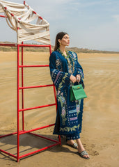 3PC UNSTICHED DRESS WITH EMBROIDERED SHAWL