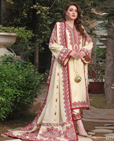 3PC EMBROIDERED DRESS WITH EMBROIDERED SHAWL