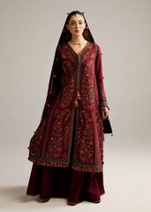 FULLY EMBROIDERED 3PC DHANAK DRESS WITH PRINTED SHAWL