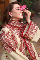 3PC EMBROIDERED DRESS WITH EMBROIDERED SHAWL